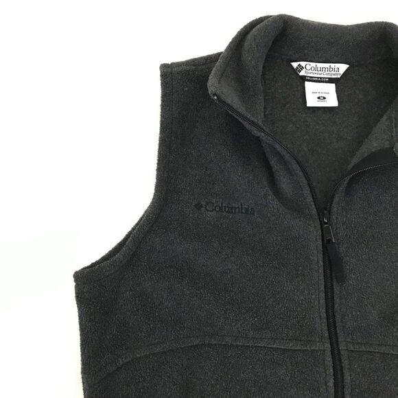 Columbia Full Zip Fleece Vest Women’s Size Medium Gray Pockets Outdoor Winter - Picture 8 of 13